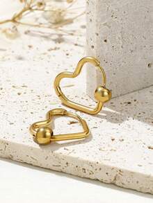 1pair Exquisite & Stylish Stainless Steel Women's Hoop Earrings - Yellow Gold - View 4