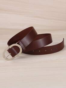 1 件女士加大码双 D 字母 PU 扣腰带（咖啡色），适合女友夏季、学校秋季、秋季、万圣节的时尚配饰 - 咖啡棕 - 查看 4