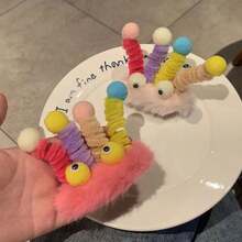 1只有趣大眼睛毛球髮夾,可愛古怪的髮飾