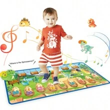 Electronic Musical Play Mats Dinosaur Dance Pad With LED Lights Dancing Floor Mat Game Toy Dance Mat for Kids Ages 3-12  Dance Pad Electronic Dance Pad with Button - Green - View 2