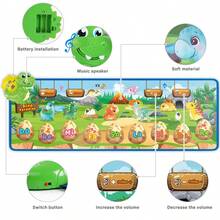 Electronic Musical Play Mats Dinosaur Dance Pad With LED Lights Dancing Floor Mat Game Toy Dance Mat for Kids Ages 3-12  Dance Pad Electronic Dance Pad with Button - Green - View 6