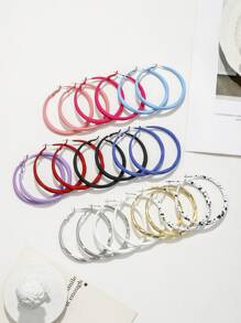 1pair European And American Fashion Simple Style Painted Color Geometric Twisted Round Shaped Iron Alloy Earrings For Women, Daily Wear