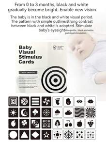 1 Box Black And White Infant Educational Cards, Newborn Visual Stimulation Cards, 0-3 Months Baby Visual Tracking Toy - Black and White - View 9