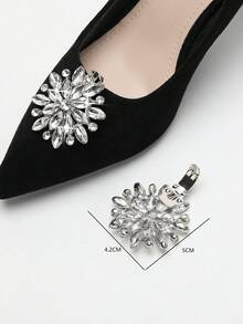 可拆式金屬/鑽石鞋扣,裝飾性鞋飾,鞋修配件,適用於涼鞋 - 銀色 - 查看 3