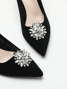 可拆式金屬/鑽石鞋扣,裝飾性鞋飾,鞋修配件,適用於涼鞋 - 銀色 - 查看 4