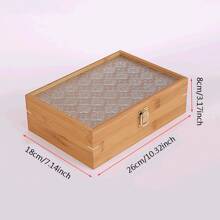 1個高端花旗木紋玻璃盒,帶有矩形蓋。用於珠寶,證書,項鏈和其他物品的存儲和管理。適用於家居和桌面,具有鎖扣設計。大尺寸,26*18*10厘米 - 橘色 - 查看 2