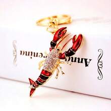 Creative And Cute Crystal-studded Lobster Night Snack Car Keychain For Men And Women, Wholesale Animal Pattern Gift Jewelry - Red - View 1