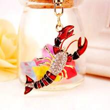 Creative And Cute Crystal-studded Lobster Night Snack Car Keychain For Men And Women, Wholesale Animal Pattern Gift Jewelry - Red - View 3