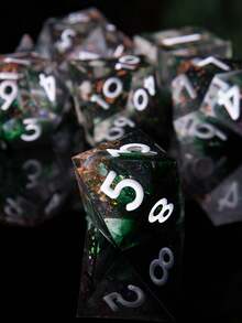 JOYLORD D&D Sharp Edge Dice Set - 7-Piece Polyhedral Dice Collection For , Exquisite D&D Dice Set, Perfect For RPG Role-Playing - Includes D20, D10, D8, D6, D4 Dice - Green - View 8