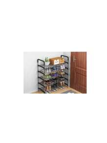 6-tầng Đơn giản Nhiều lớp Cuộc họp Giá để giày Giày Tủ , Thích hợp Đối với Nhà  , Ký túc xá , Đa chức năng , Chống bụi - màu đen - Xem 3