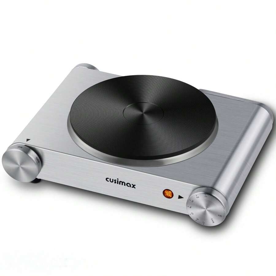 Cusimax 1500W Electric Single Hot Plate Cooktop,Stainless Steel Countertop Burner with Temperature Control,Portable Cast Iron Electric Stove,Great For RV/Home/Camping,Easy to Clean - 銀色 - 查看 1