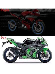 摩托車輪胎反光貼 摩托車車18吋鋼圈輪胎貼裝飾配件 通用型 - 藍色 - 查看 6