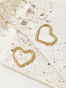 1pair Exquisite & Stylish Stainless Steel Women's Hoop Earrings - Yellow Gold - View 7