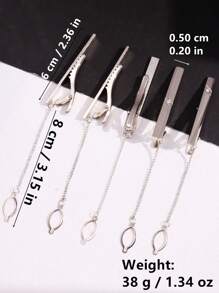 5pcs/set Silver Metal Luxury Business Style Simple Flower Brooch With Diamond & Matte Tie Clip Set, Men's Jewelry