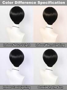 男士直发墨黑色蘑菇假发，带刘海，无胶耐热假发，短款深棕色碗状剪发，搞笑书呆子假发，S 高密度合成纤维替换发，学校万圣节感恩节圣诞节服装配饰和 1 件假发帽 - 黑色 - 查看 6