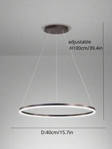 一環d40cm現代極簡led吊燈,附遙控可調光,85~265v棕色餐廳燈具,北歐風設計師單環圓形客廳吊燈,3000k暖光/6500k白光, 3種顏色變換 - 棕色 - 查看 6