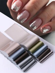 10 色金属指甲转印箔镜面效果莫兰迪色低饱和度设计指甲贴纸滑块适用于 DIY 美甲用品 - 彩色 - 查看 1