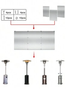 Upgraded Patio Heater Reflector Shield (3 Panels), 15" Height Heat Focusing Reflector for Round Natural Gas and Propane Patio Heaters - for Extra Heat Reflecting Power, Heating Reflector for Directional Heating - Silver - View 3