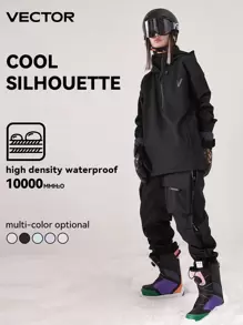 VECTOR MOTION 羊毛滑雪夹克，男女通用，纯色，半拉链，防风，防水，轻便，保暖，透气，舒适，耐用，适合运动滑雪服 - 白色 - 查看 6