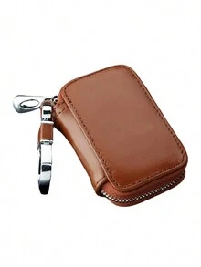 1pc Large Capacity Black Car Key Case For Both Men And Women, With Remote Key Protection - Brown - View 3