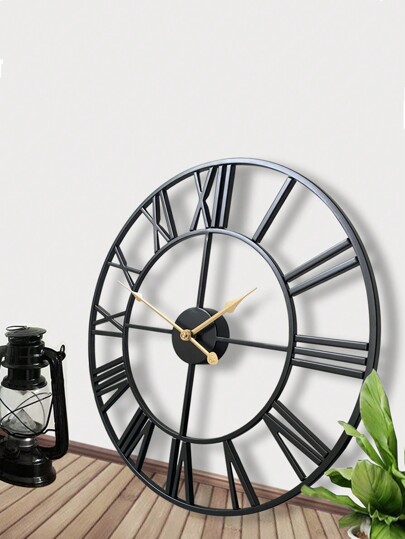 14"16"18"20"24" Classic Roman Numerals Metal Wall Clock, With A Featured Small Gear Rotating Quietly Without Ticking, Perfect For Decorating Living Room, Kitchen, Bedroom, Office, Shop, Etc.,Home Decor ,Room Decor Gifts Birthday Graduation Clock Wall Bedroom Decor Dormitory Decor Back To School