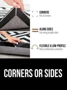 12 PCS Rug Gripper, Corners and Sides,  Stops Curling and Bunching, Reusable ,Easily Peel Off , (Black) - Black - View 4