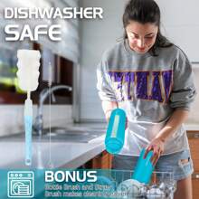 AOHAN 1 件 1L 水瓶带吸管防漏翻盖运动饮水瓶可用洗碗机清洗水瓶水壶带背带 - 湖藍色 - 查看 5