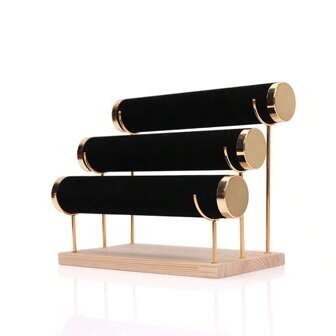 1 件高階金色實木單/雙層/三層手鍊展示架適用於手錶、手鍊、項鍊、直播道具