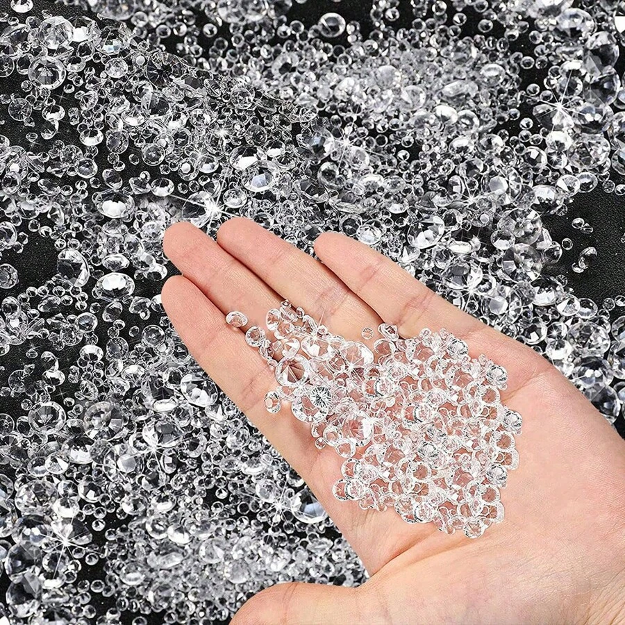 220/600/1100pcs Clear Fake Plastic Rhinestones For Vase Fillers Table Scatters, Acrylic Crystals Rhinestone Gems Beads For DIY Craft Decoration Wedding Table Scattering Birthday Decor (Clear) Best Gifts Birthday