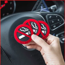 3/5 piezas Pegatinas de no fumar para coche, estilo redondo con señal roja, pegatinas de vinilo para auto, motocicleta, hogar, pared, exterior, accesorios de coche - Rojo - Ver 1