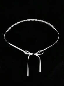 1 Miếng Của phụ nữ Trắng Đồ trang trí Rhinestone Ruy băng Thắt lưng , Thanh lịch Phong cách Cô dâu Dây thắt lưng Cho đám cưới Đầm Phụ kiện - Bạc - Xem 2