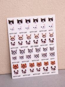 1pc Lovely And Funny Cat Pattern Nail Art Sticker - Multicolor - View 6