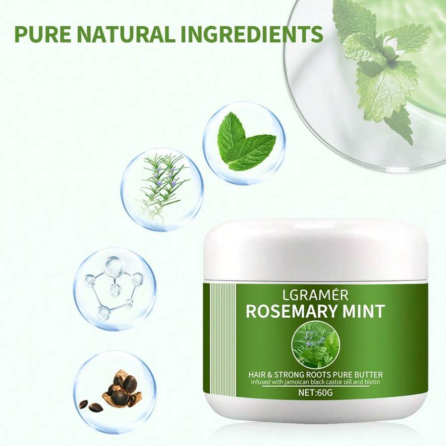1入60g迷迭香薄荷護髮素,滋養髮根和髮梢,柔軟,保濕,修復頭髮,護髮乳