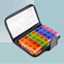 1pc Pill Case 7 Days 28 Compartments Pill Box /Pill Organiser Large Capacity Medicine Storage Case For Home Travel Office - Multicolor - View 2