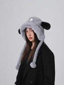 1 Women's Autumn And Winter Warm Hat Khaki Plush Cute Animal Puppy Ears Thunder Hat Fur Ball Ear Protection Hat Suitable For Daily Use - Khaki - View 7
