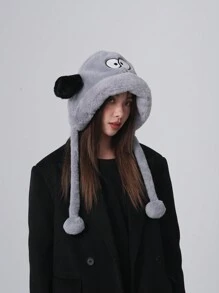 1 Women's Autumn And Winter Warm Hat Khaki Plush Cute Animal Puppy Ears Thunder Hat Fur Ball Ear Protection Hat Suitable For Daily Use - Khaki - View 6