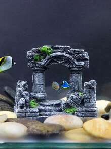 1pc Aquarium Decor Resin Ornament, Roman Column Castle Landscape