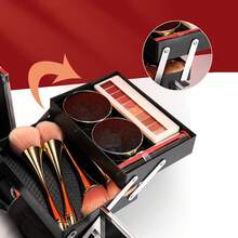 1 件化妝盒化妝盒附 4 托盤化妝品和工具化妝品收納盒可上鎖女孩化妝品收納盒 - 黑色 - 查看 3