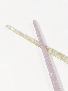 2入組粉色和黃色醋酸纖維波浪形髮棒,適用於髮髻