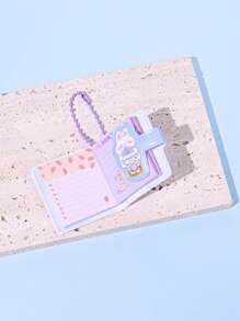 可愛甜美風格小學生迷你筆記本鑰匙扣,便攜輕便,可掛在包包上,送給好朋友的粉紅色聖誕禮物 - 黃色 - 查看 4