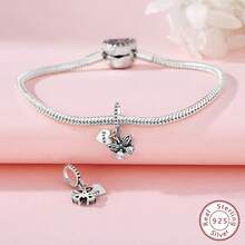 1 件精美正品 S925 純銀蜜蜂和蝴蝶吊墜,帶有彩色方晶鋯石,適合 Diy 手鍊、項鍊、珠寶禮品