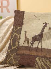 1入復古壁畫風格圖案印花繩絨靠墊套,單面印花,不包含枕頭內芯 - 彩色 - 查看 3