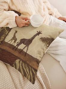 1入復古壁畫風格圖案印花繩絨靠墊套,單面印花,不包含枕頭內芯 - 彩色 - 查看 1