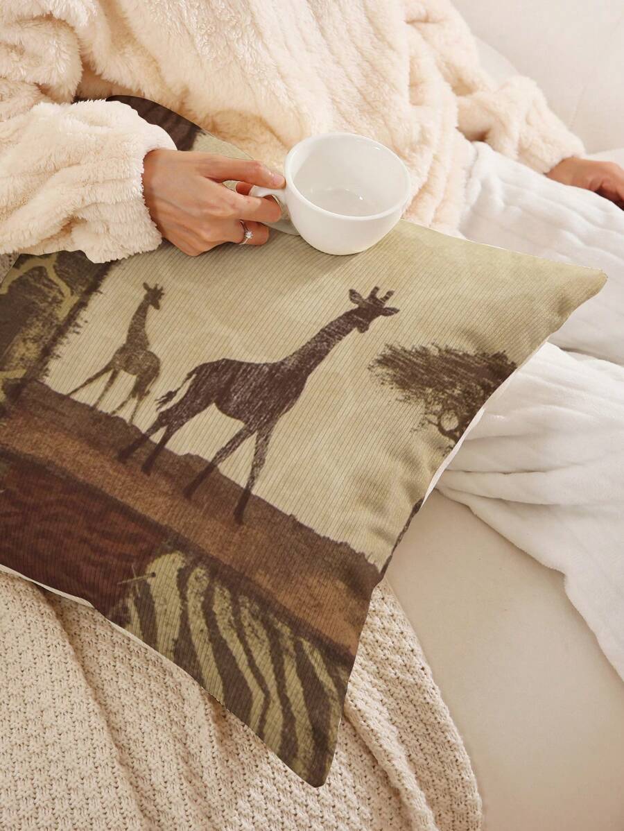 1入復古壁畫風格圖案印花繩絨靠墊套,單面印花,不包含枕頭內芯 - 彩色 - 查看 1