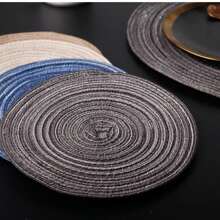 Braided Round Placemats Set Of 6 Dining Table Mats 36cm Diameter Heat Resistant Stain Resistant Non-Slip Washable For Home Restaurant Kitchen Cafe - Dark Grey - View 8
