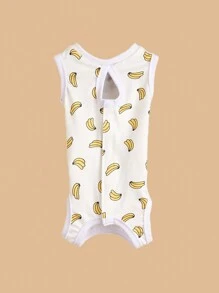 HOLAPET 1pc Printed Cat Surgery Recovery Suit, Four Legs Combines Clothes, Breathable, Comfortable For Pet - Yellow - View 3