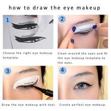 24 pares de plantillas de delineador de ojos y sombras de ojos, plantilla de maquillaje rápido para ojos ahumados y delineado de ojos de gato, herramienta de maquillaje, decoración de habitación, tocador, viaje, dormitorio, accesorios de maquillaje, regalos, regalos para mujeres, regalos de Navidad - Negro - Ver 7