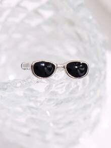 1 件個人化創意氧化鋯眼鏡戒指、情侶首飾、節日禮物