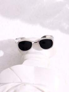 1 件個人化創意氧化鋯眼鏡戒指、情侶首飾、節日禮物