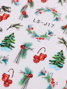 3 件聖誕雪花美甲貼紙貼花自黏指甲用品節日美甲設計裝飾配件 - 彩色 - 查看 6